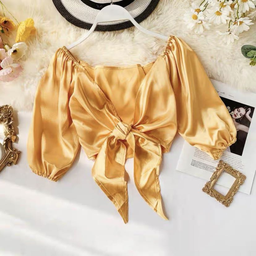 yellow satin top