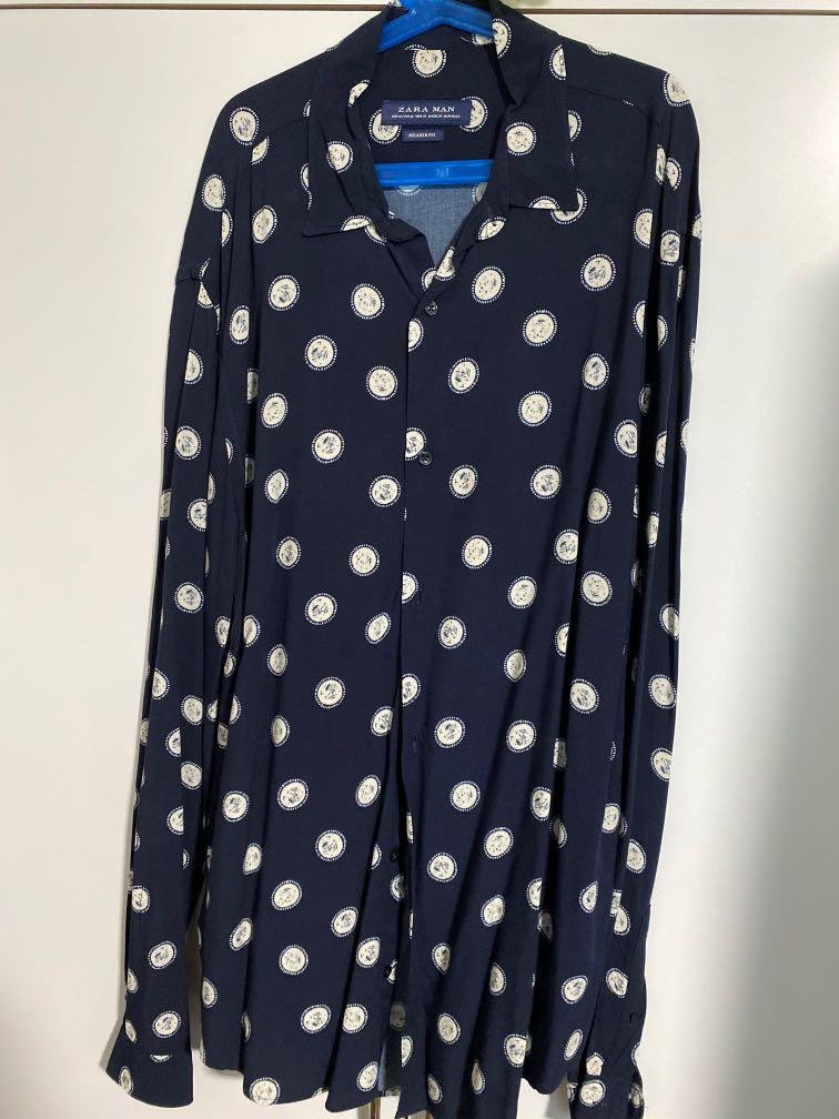 zara blue polka dot top