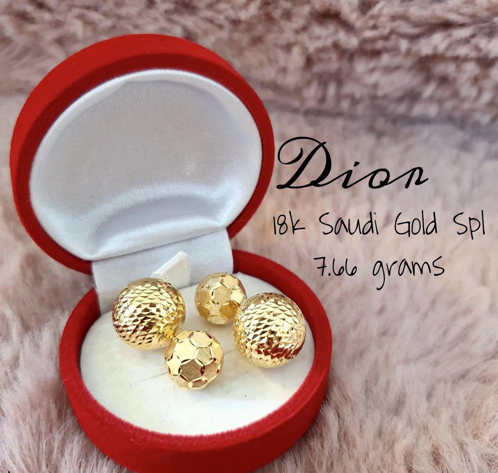 Dior inspired ball earrings 18K Saudi Gold 180cad
