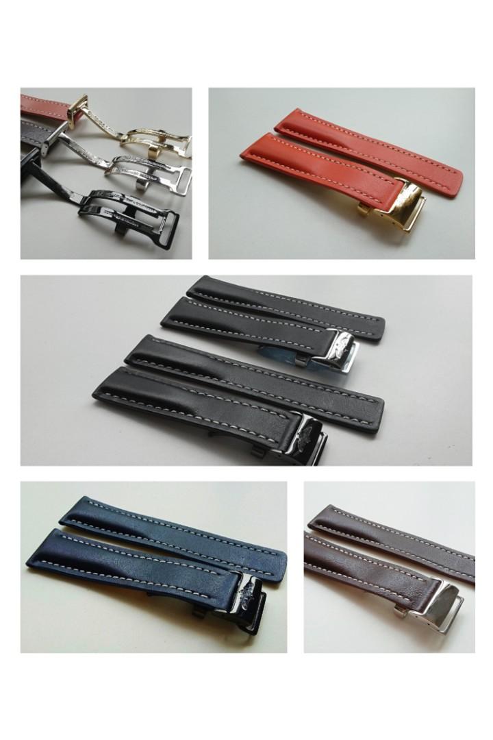 22mm 24mm CALF LEATHER STRAP WITH STAINLESS STEEL CLASP FOR BREITLING Luxury Watches on Carousell
