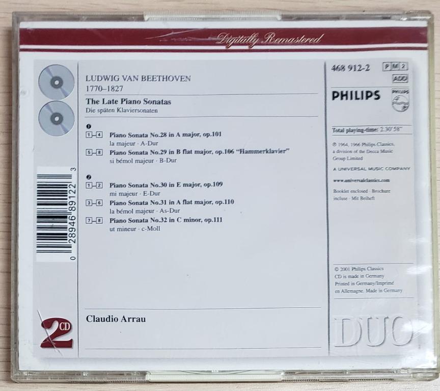 包郵] CD BEETHOVEN : THE LATE PIANO SONATAS - ARRAU PHILIPS 2CD