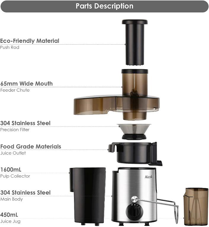 Aicok Juicer Juice Extractor Whole Fruit Juicer High Speed for Fruit