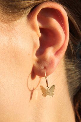 authentic brandy melville gold butterfly hoop huggies earrings
