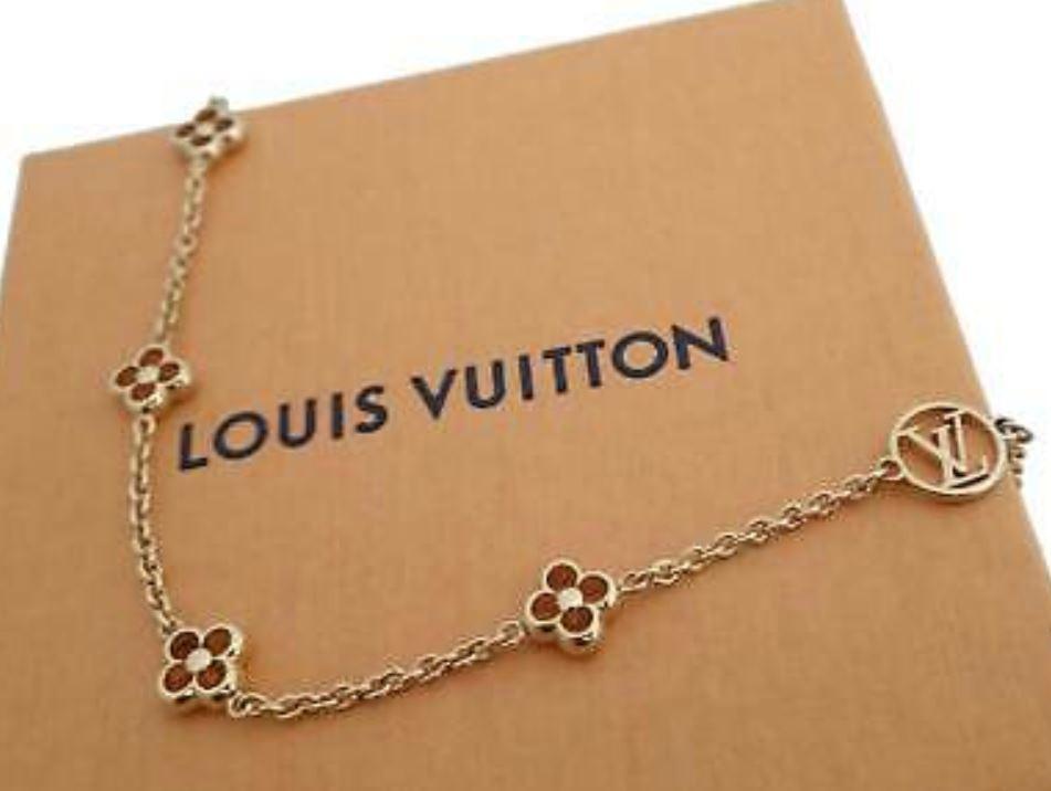Louis Vuitton M01047 Flower Locket Necklace, Blue, One Size