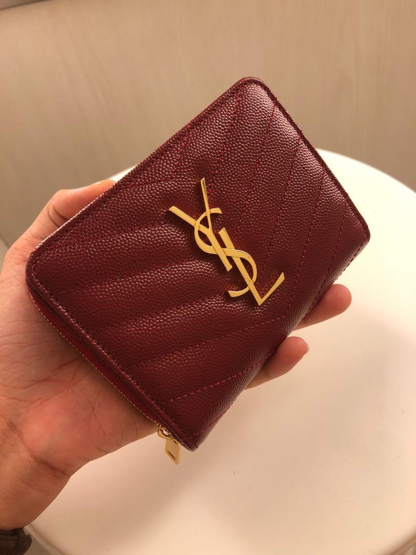 Authentic Ysl Yves Saint Laurent Portefeuille Compact Zip Around Wallet