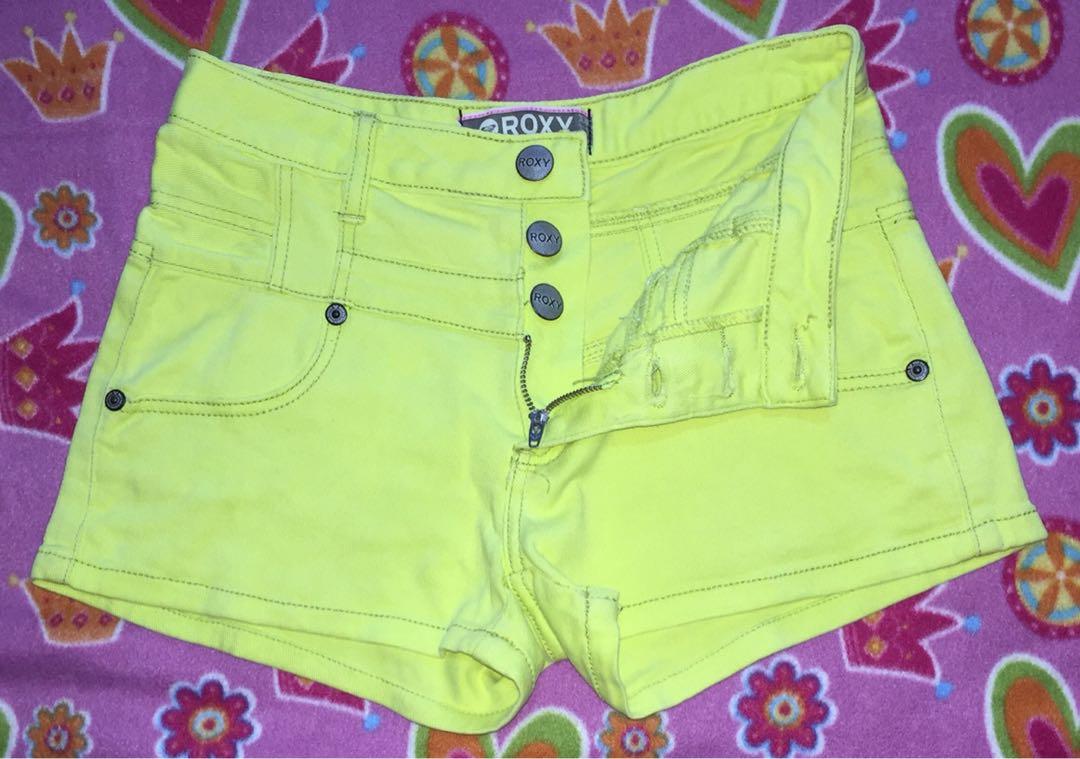 neon green jean shorts