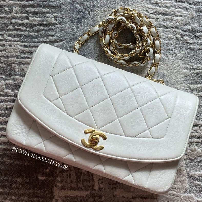 SOLD] Chanel Diana White small 9 inch bag, Luxury, Bags & Wallets