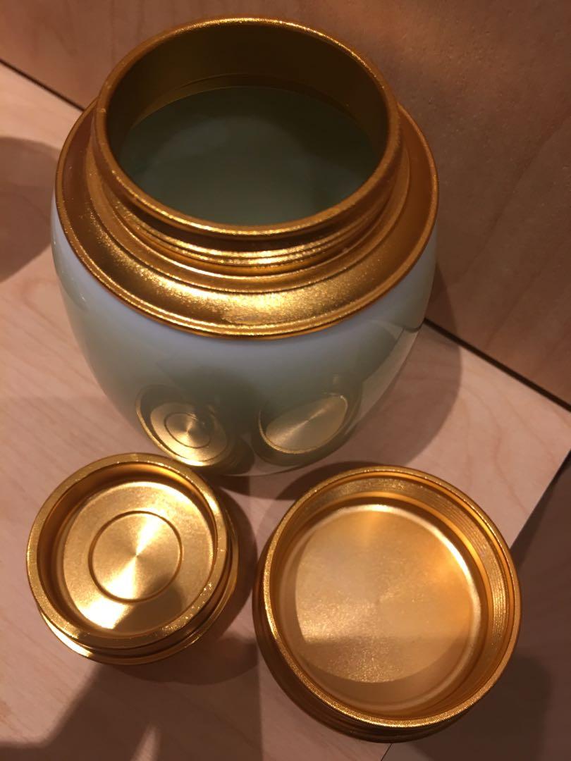 Container (Category: Food Organisation & Storage) located in Singapore. Submitted by glowz (Listing ID 1030828396, Image 3). Description: Porcelain caddy metal sealed storage container. Height 9.7cm Width 7cm To meet at Yishun Mrt Station or Blk 759 Yishun Street 72 .