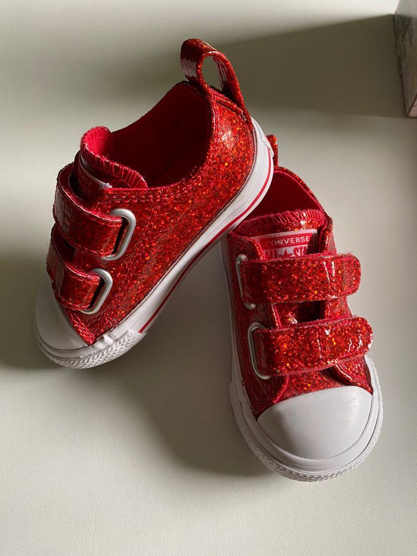 little girl red glitter shoes