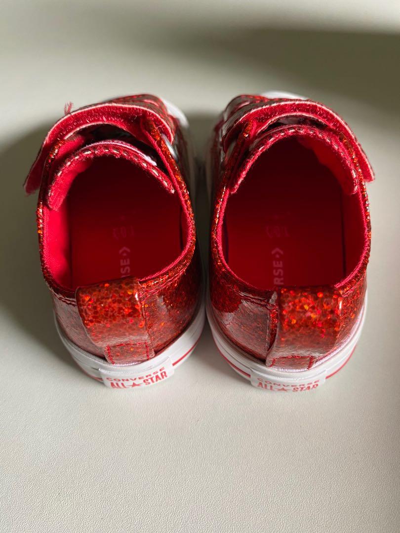 Converse red sparkle shop shoes