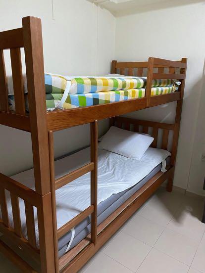 Double bed (Category: Bed Frames & Mattresses) located in Singapore. Submitted by stuffystuff (Listing ID 1030950848, Image 2). Description: 6 month old double decker bed... Still in great condition With 2 matress only Buyers will assemble and do own transport.