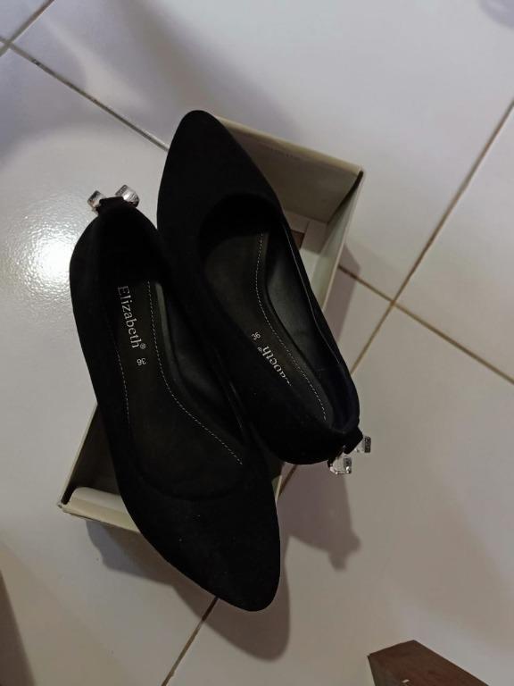 Flat shoes hitam sandal hitam Elizabeth shoes