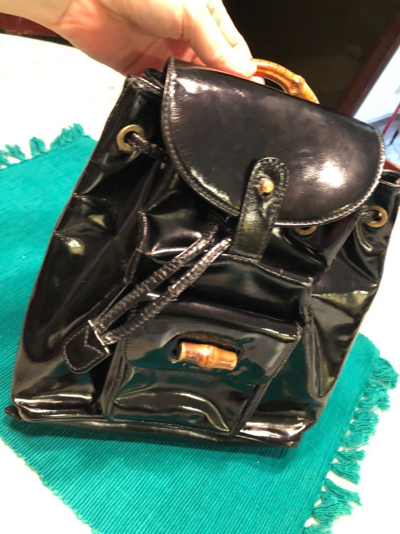 patent leather mini backpack