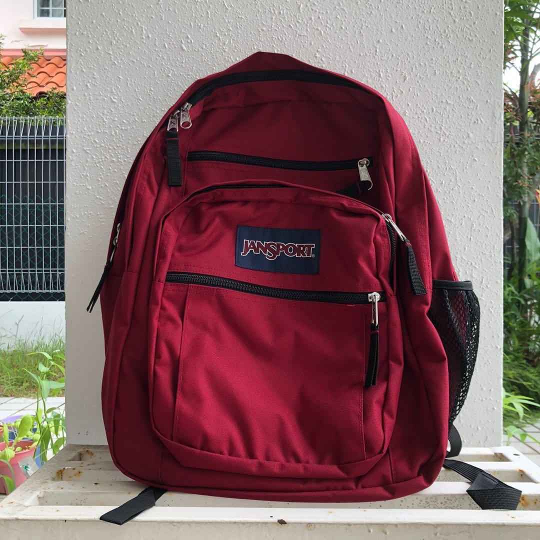 red jansport big student backpack