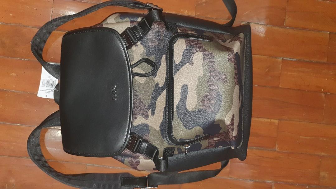 michael kors black camo backpack