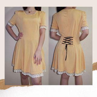 Preloved Korean Dress (yellow with back details)