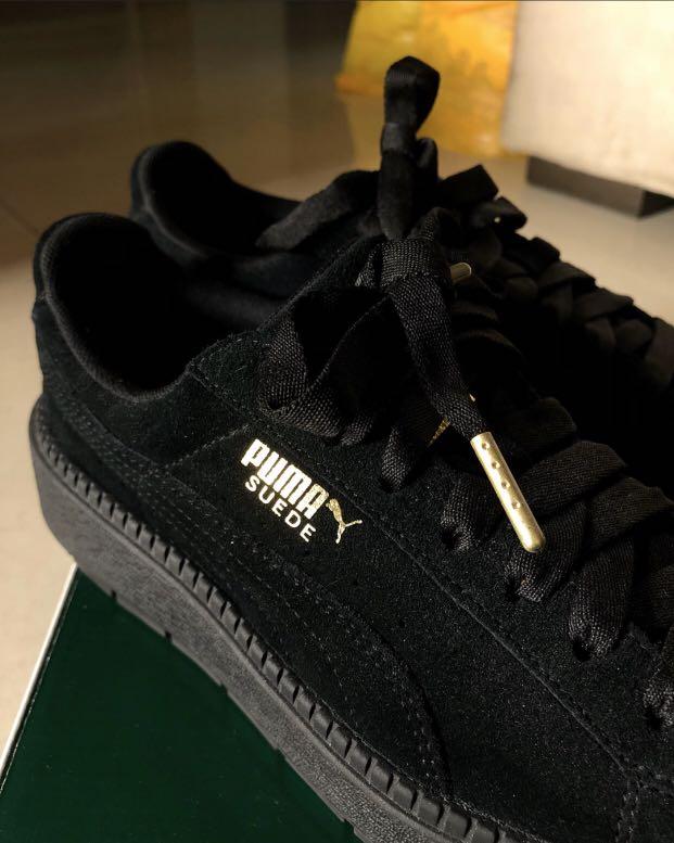 puma suede platform white