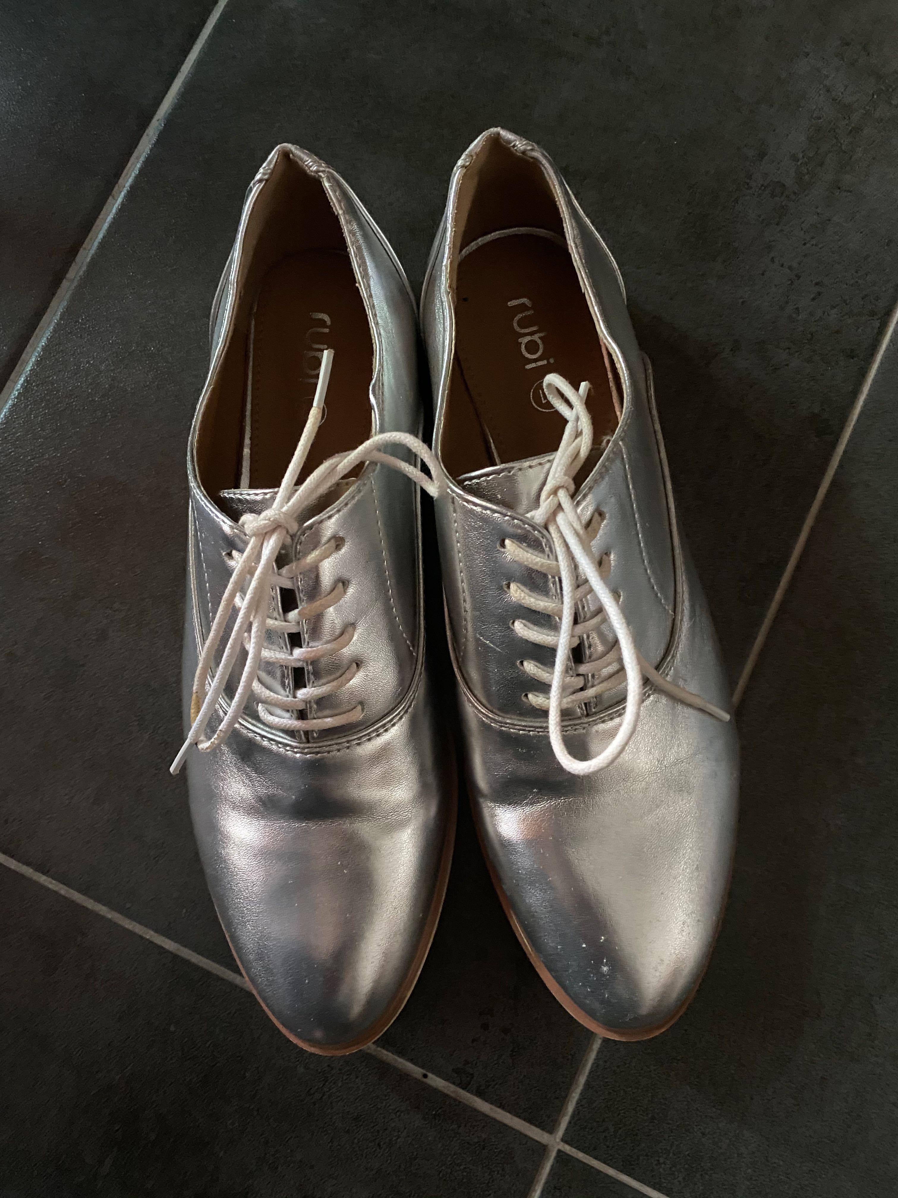 womens silver oxfords