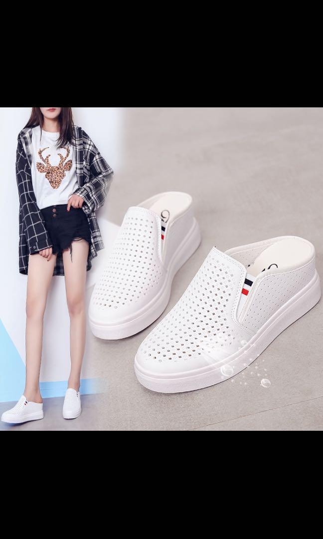 White slip on new arrivals platform shoes