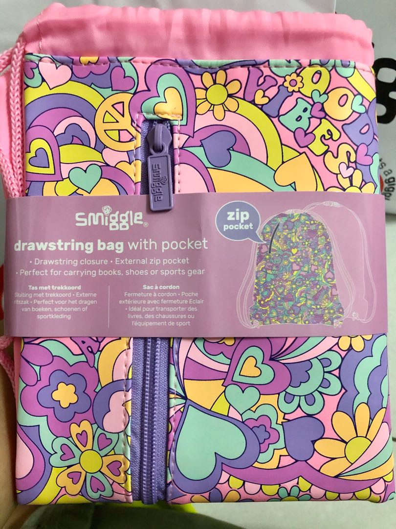 Smiggle drawstring bag online with pocket