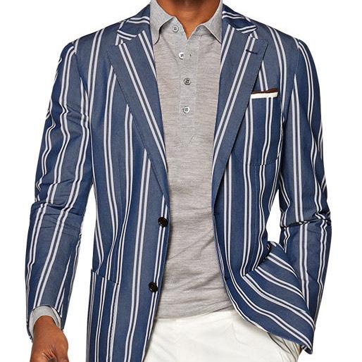 White and sales blue striped jacket