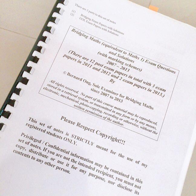 Uol Maths 1 Stats 1 Pyp With Solutions Books Stationery Textbooks Tertiary On Carousell
