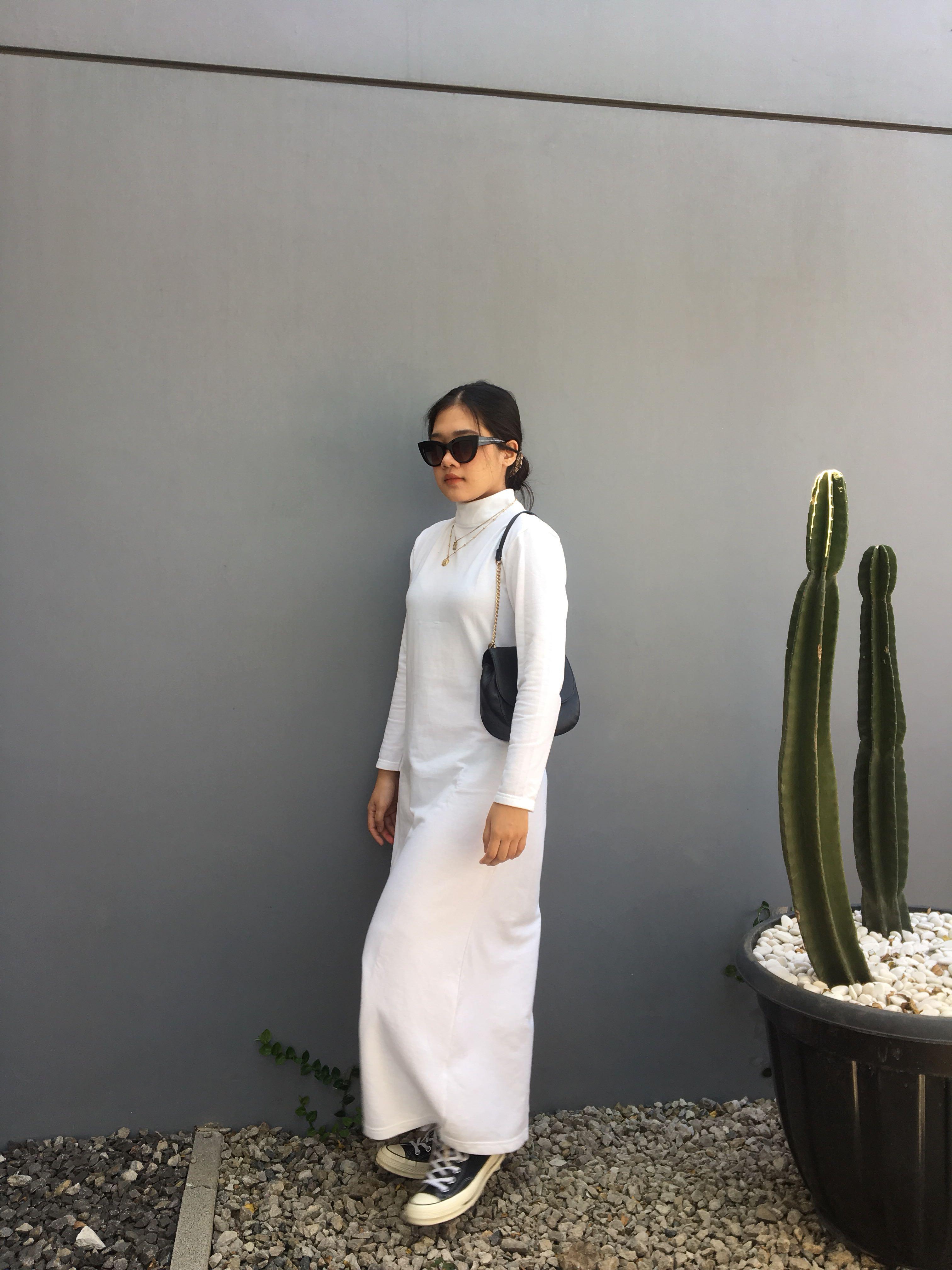 White Dress Hijabenka Baju Putih Gamis Putih Langsungan Putih Fesyen Wanita Pakaian Wanita Gaun Rok Di Carousell