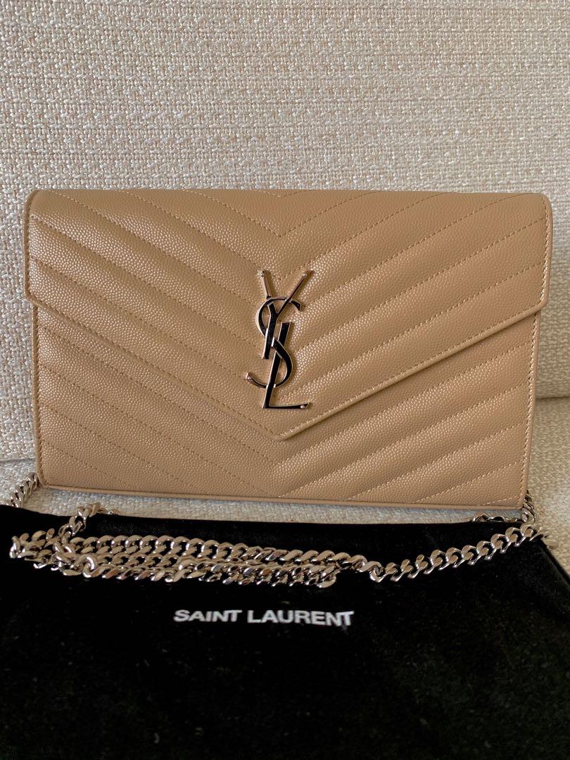 YSL Saint Laurent Dark Beige Large WOC Sling Bag 100% AUTHENTIC+