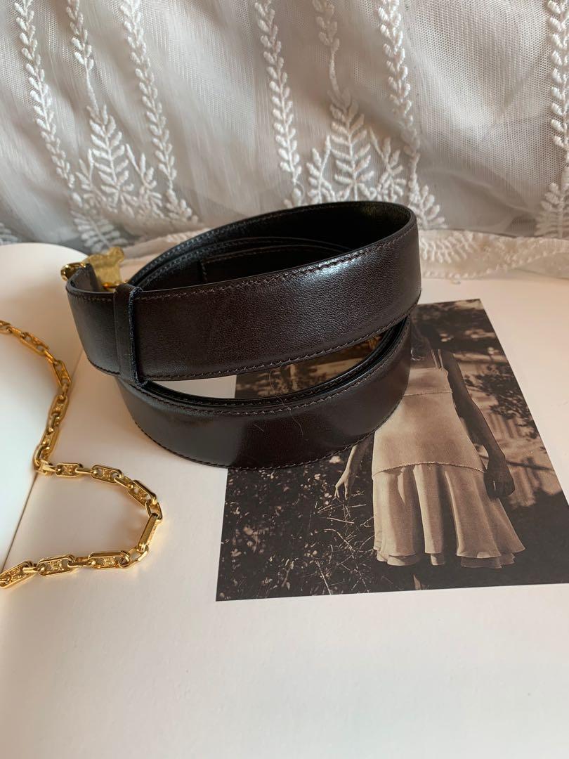 90%new vintage celine triomphe belt 皮帶黑色, 名牌, 手袋及銀包 