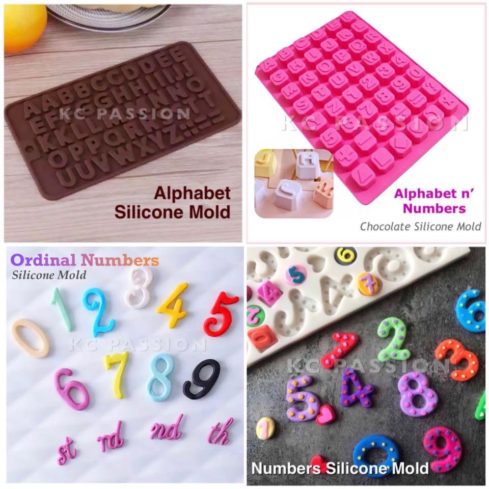 Silicone Letters and Numbers Fondant and Gum Paste Molds, 4-Piece