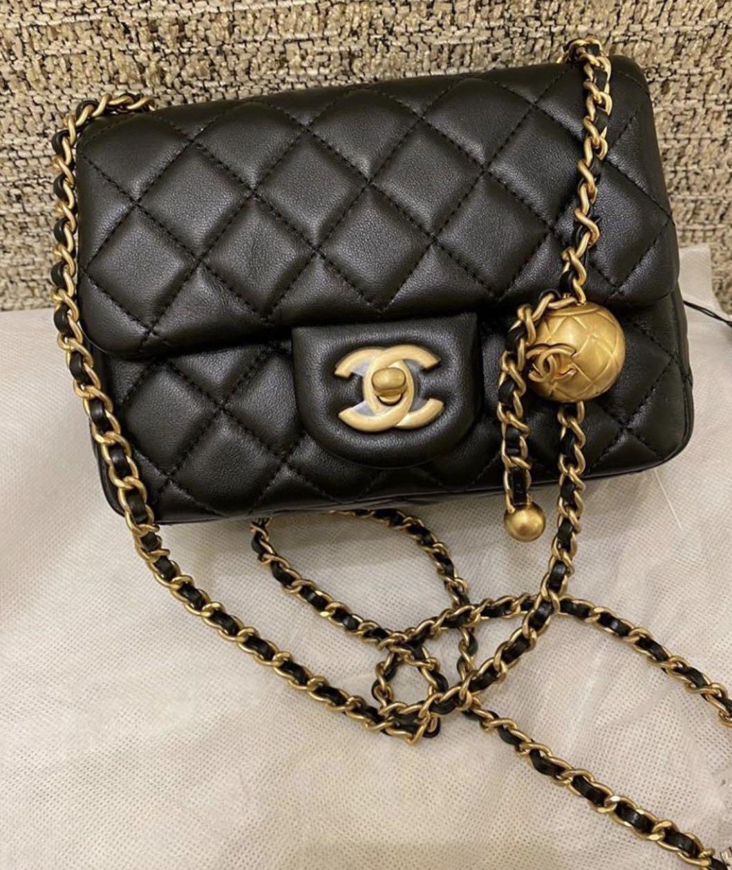 Chanel Gold Pearl Crush Mini Square Flap Womens Fashion Bags  Wallets  Crossbody Bags on Carousell
