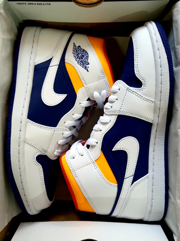 Air Jordan 1 Mid Royal Blue Laser Orange NEW
