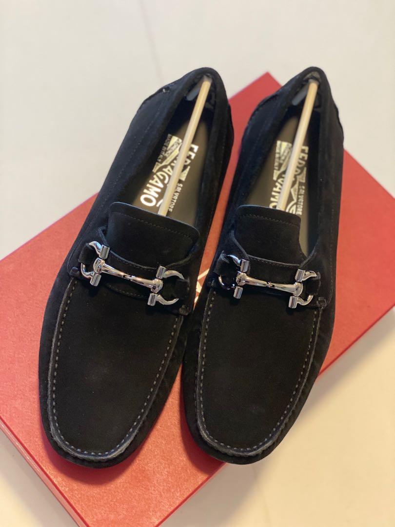 BN Ferragamo Black Suede Loafers Mens US8 Men s Fashion Footwear