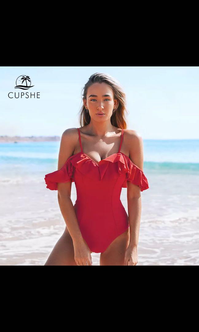 BNIB Red Monokini Swimsuit Women s Fashion Swimwear Bikinis