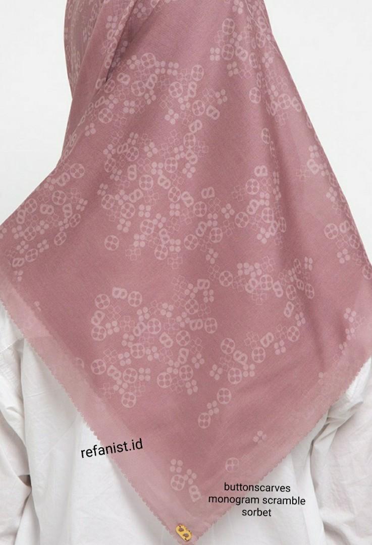 Jual Buttonscarves Monogram Scramble Voile Square - Wheat Original