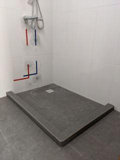 Toilet Renovation: Construct Toilet entrance cement kerb/curb and shower screen cement kerb/curb and Tiling works