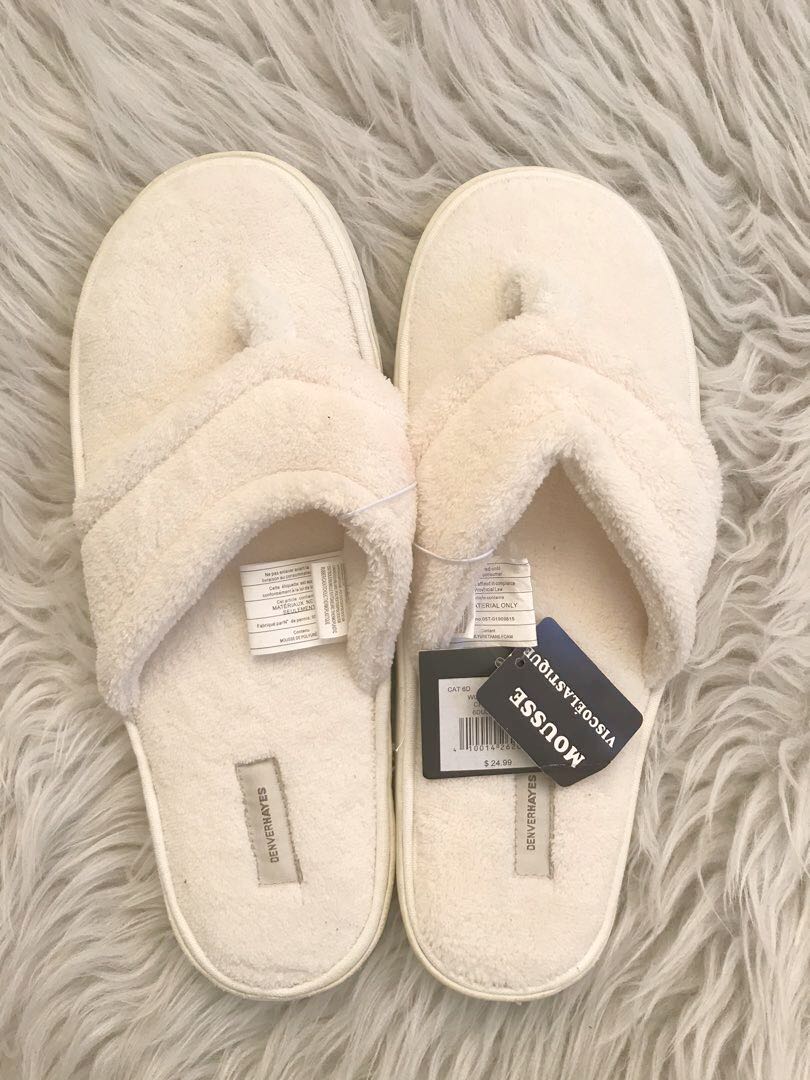 Denver Hayes Cream Memory Foam Slippers Women s Fashion Footwear