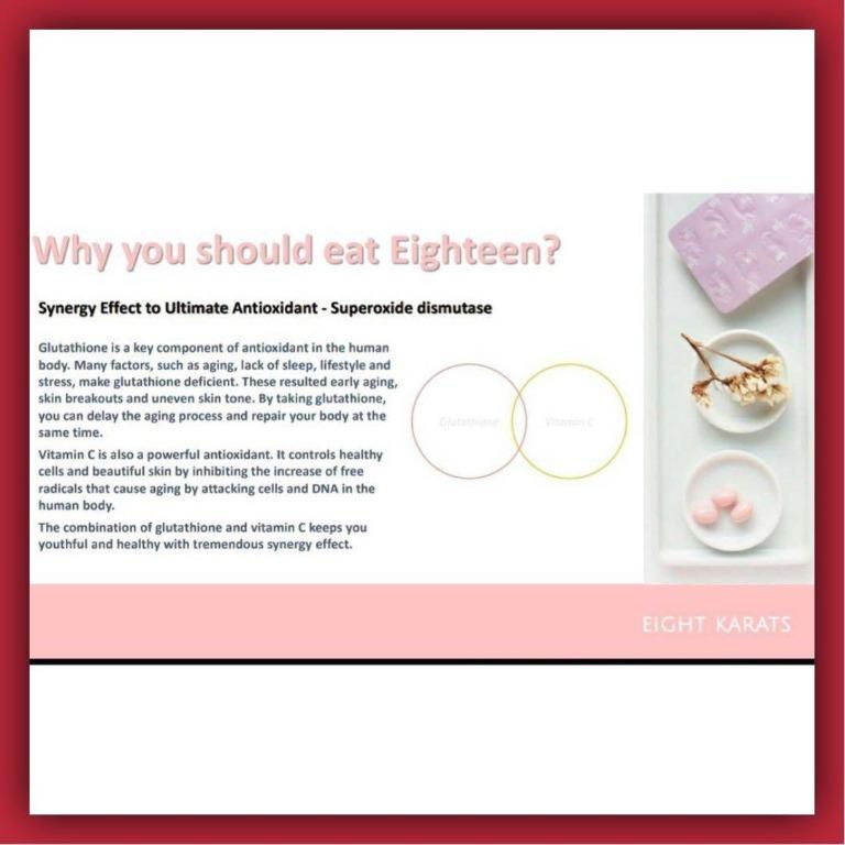 [AUTHENTIC] Eight Karats Eighteen Vitaskin Nutricosmetic Beauty