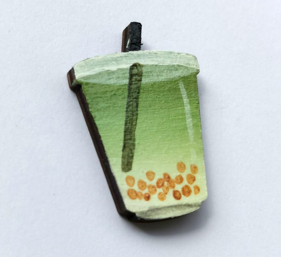 Matcha Tea Craft Handmade matcha bubble tea, green tea boba tea pin, Design & Craft ...