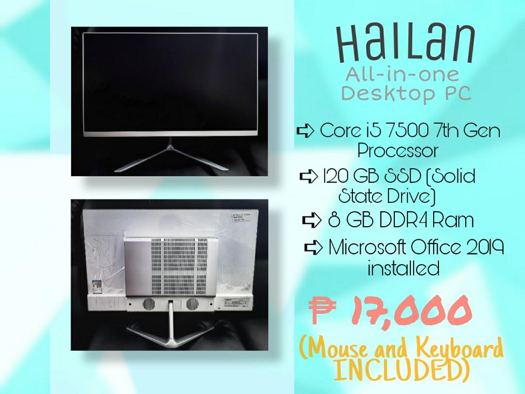 Keyboard Mouse Included Hailan All In One Desktop Pc Set Core I5 7th Gen 8 Gb Ram 120 Gb Ssd Electronics Computers Desktops On Carousell