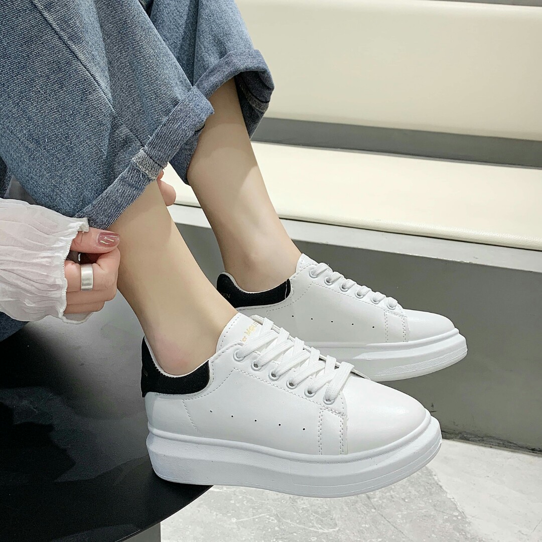 Korean Style White Rubber Shoes, Women 