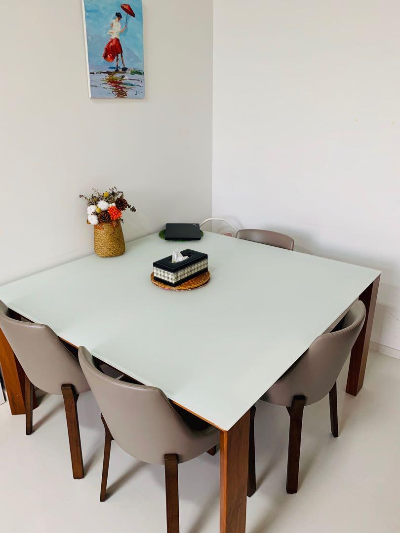 Luxury Branding Dining Table With 6 Leather Chairs Free Furniture Tables Chairs On Carousell