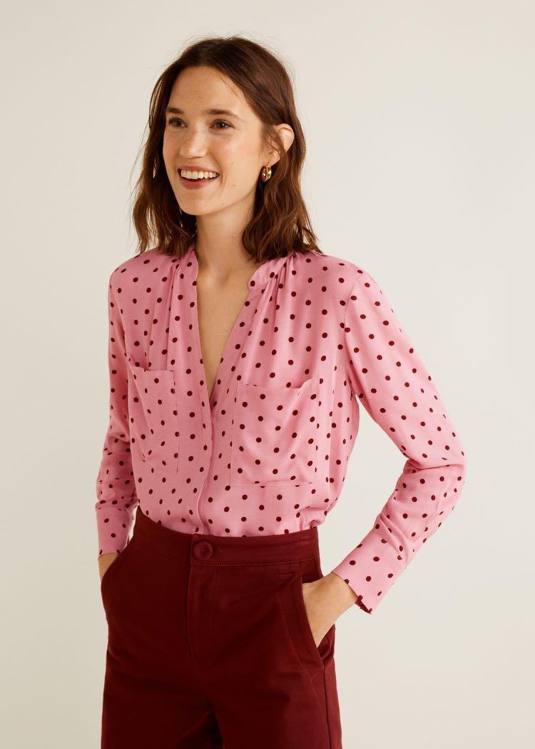 Pink polka dot top women's clearance