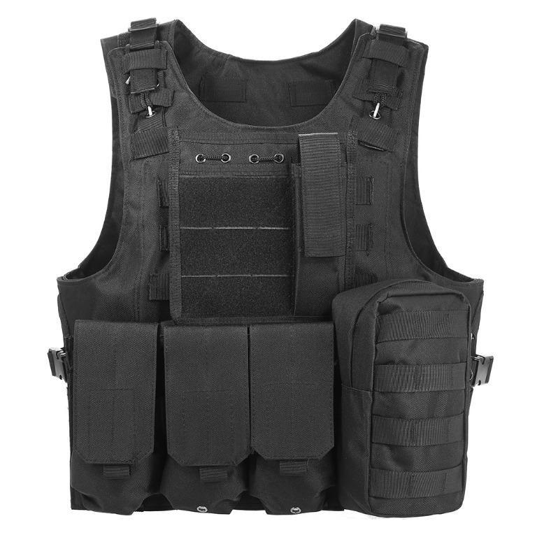 (black) Military Tactical Vest Molle Combat Assault Plate Carrier Vest Hunting Waistcoat With