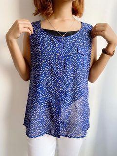 MINE Blue Polkadot Top