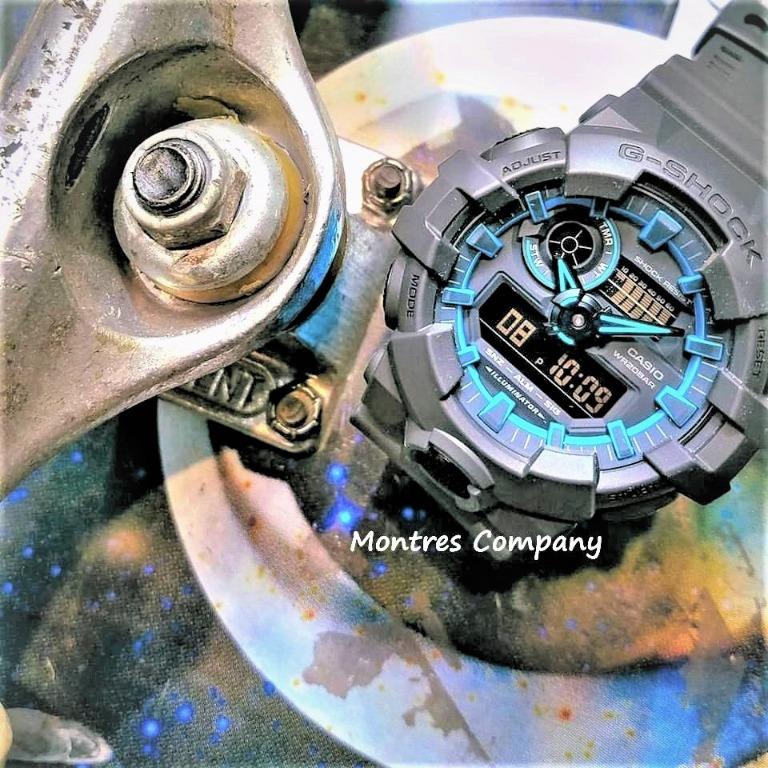 Montres Company香港註冊公司 26年老店 G Shock 五年電池壽命內側配色藍黑色超大錶徑ga700 Ga700se Ga700se1 Ga700se1a2 Ga 700 Ga 700se Ga 700se 1 Ga 700se 1a2 Casio 兩款色有現貨 名牌 錶