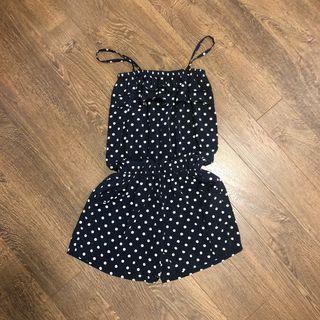 Navy Blue Polka Dot Romper