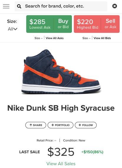 nike dunk sb high syracuse