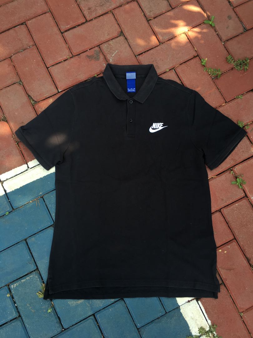 Nike Swoosh Polo Shirt Black Logo Small 