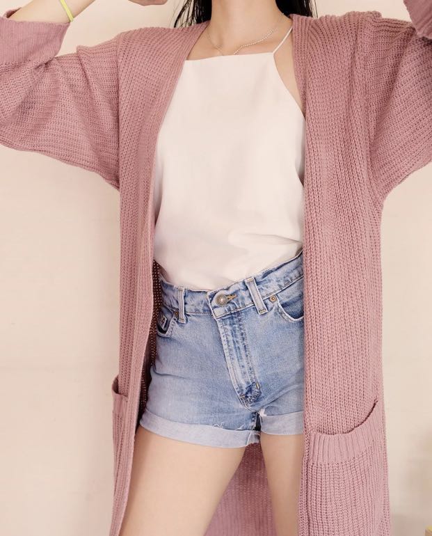 long knitted cardigan with hood